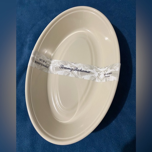Tommy Bahama Other - Set of 4 Tommy Bahama Burrito Bowls - Cream & Rustic Crackle 100% Melamine NEW